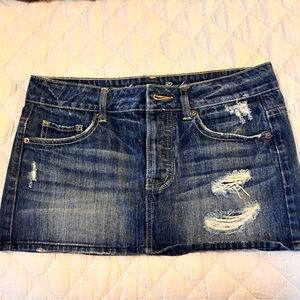 American Eagle Distressed Denim Mini Skirt
